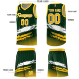 Custom Green White and Yellow Graffiti Pattern Sports Uniform Basketball Jersey
