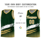 Custom Green White and Khaki Graffiti Pattern Sports Uniform Basketball Jersey