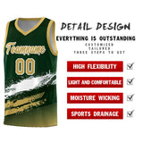Custom Green White and Khaki Graffiti Pattern Sports Uniform Basketball Jersey