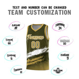 Custom Olive White and Khaki Graffiti Pattern Sports Uniform Basketball Jersey