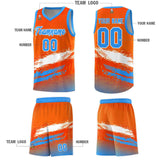Custom Orange White and Powder Blue Graffiti Pattern Sports Uniform Basketball Jersey