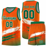 Custom Orange White and Kelly Green Graffiti Pattern Sports Uniform Basketball Jersey