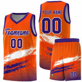 Custom Orange White and Purple Graffiti Pattern Sports Uniform Basketball Jersey