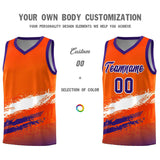 Custom Orange White and Purple Graffiti Pattern Sports Uniform Basketball Jersey