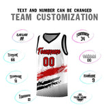 Custom White Red and Black Graffiti Pattern Sports Uniform Basketball Jersey