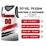 Custom White Red and Black Graffiti Pattern Sports Uniform Basketball Jersey