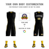 Custom Black Old Gold Double Side Sets Design Sportswear Basketball Jersey