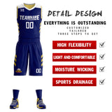 Custom Navy Old Gold Double Side Sets Design Sportswear Basketball Jersey