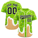Custom Neon Green Ice Cream Cone Graffiti Pattern Fashion Authentic Baseball Jersey