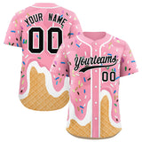Custom Light Pink Ice Cream Cone Graffiti Pattern Fashion Authentic Baseball Jersey