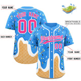 Custom Powder Blue Ice Cream Cone Graffiti Pattern Fashion Authentic Baseball Jersey