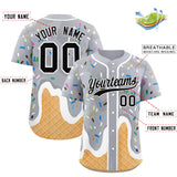 Custom Gray Ice Cream Cone Graffiti Pattern Fashion Authentic Baseball Jersey