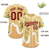 Custom Khaki Ice Cream Cone Graffiti Pattern Fashion Authentic Baseball Jersey