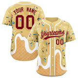 Custom Khaki Ice Cream Cone Graffiti Pattern Fashion Authentic Baseball Jersey