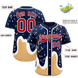 Custom Navy Ice Cream Cone Graffiti Pattern Fashion Authentic Baseball Jersey