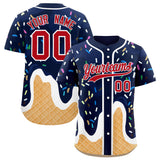 Custom Navy Ice Cream Cone Graffiti Pattern Fashion Authentic Baseball Jersey