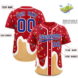 Custom Red Ice Cream Cone Graffiti Pattern Fashion Authentic Baseball Jersey