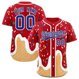 Custom Red Ice Cream Cone Graffiti Pattern Fashion Authentic Baseball Jersey