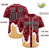 Custom Crimson Ice Cream Cone Graffiti Pattern Fashion Authentic Baseball Jersey