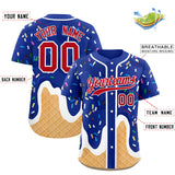 Custom Royal Ice Cream Cone Graffiti Pattern Fashion Authentic Baseball Jersey