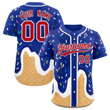 Custom Royal Ice Cream Cone Graffiti Pattern Fashion Authentic Baseball Jersey