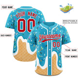 Custom Sky Blue Ice Cream Cone Graffiti Pattern Fashion Authentic Baseball Jersey