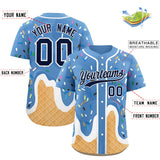 Custom Powder Blue Ice Cream Cone Graffiti Pattern Fashion Authentic Baseball Jersey
