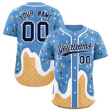 Custom Powder Blue Ice Cream Cone Graffiti Pattern Fashion Authentic Baseball Jersey