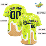 Custom Fluorescent Green Ice Cream Cone Graffiti Pattern Fashion Authentic Baseball Jersey
