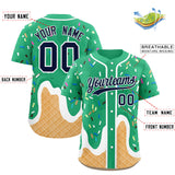 Custom Brilliant Green Ice Cream Cone Graffiti Pattern Fashion Authentic Baseball Jersey