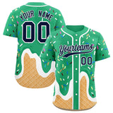 Custom Brilliant Green Ice Cream Cone Graffiti Pattern Fashion Authentic Baseball Jersey