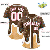 Custom Brown Ice Cream Cone Graffiti Pattern Fashion Authentic Baseball Jersey