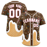 Custom Brown Ice Cream Cone Graffiti Pattern Fashion Authentic Baseball Jersey