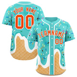 Custom Bright Green Ice Cream Cone Graffiti Pattern Fashion Authentic Baseball Jersey