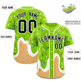 Custom Neon Green Ice Cream Cone Graffiti Pattern Fashion Authentic Baseball Jersey