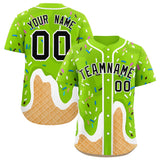 Custom Neon Green Ice Cream Cone Graffiti Pattern Fashion Authentic Baseball Jersey