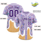 Custom Light Purple Ice Cream Cone Graffiti Pattern Fashion Authentic Baseball Jersey