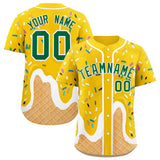 Custom Gold Ice Cream Cone Graffiti Pattern Fashion Authentic Baseball Jersey
