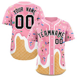 Custom Light Pink Ice Cream Cone Graffiti Pattern Fashion Authentic Baseball Jersey