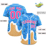 Custom Powder Blue Ice Cream Cone Graffiti Pattern Fashion Authentic Baseball Jersey