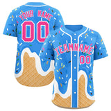 Custom Powder Blue Ice Cream Cone Graffiti Pattern Fashion Authentic Baseball Jersey