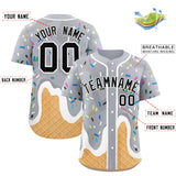 Custom Gray Ice Cream Cone Graffiti Pattern Fashion Authentic Baseball Jersey