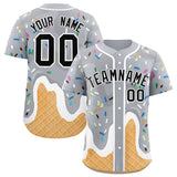 Custom Gray Ice Cream Cone Graffiti Pattern Fashion Authentic Baseball Jersey