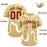 Custom Khaki Ice Cream Cone Graffiti Pattern Fashion Authentic Baseball Jersey