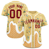 Custom Khaki Ice Cream Cone Graffiti Pattern Fashion Authentic Baseball Jersey