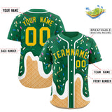 Custom Kelly Green Ice Cream Cone Graffiti Pattern Fashion Authentic Baseball Jersey