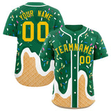 Custom Kelly Green Ice Cream Cone Graffiti Pattern Fashion Authentic Baseball Jersey