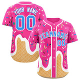 Custom Pink Ice Cream Cone Graffiti Pattern Fashion Authentic Baseball Jersey