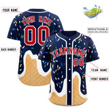 Custom Navy Ice Cream Cone Graffiti Pattern Fashion Authentic Baseball Jersey