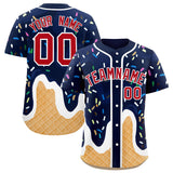 Custom Navy Ice Cream Cone Graffiti Pattern Fashion Authentic Baseball Jersey
